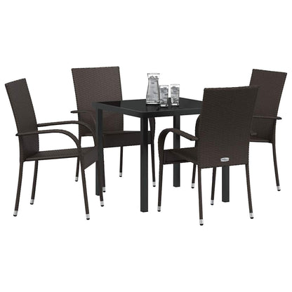 Set da Pranzo per Giardino 5 pcs Marrone Poly Rattan - homemem39