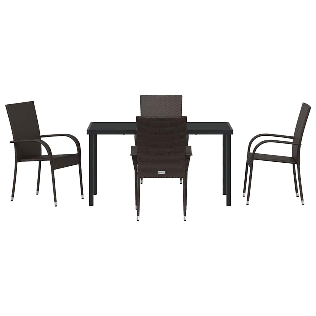 Set da Pranzo per Giardino 5 pcs Marrone Poly Rattan - homemem39