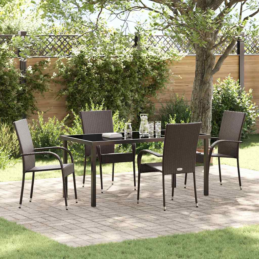 Set da Pranzo per Giardino 5 pcs Marrone Poly Rattan - homemem39