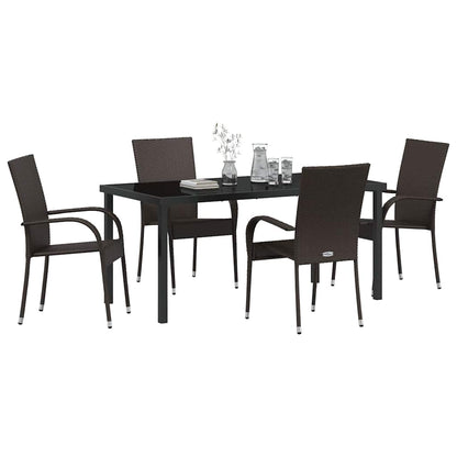 Set da Pranzo per Giardino 5 pcs Marrone Poly Rattan - homemem39