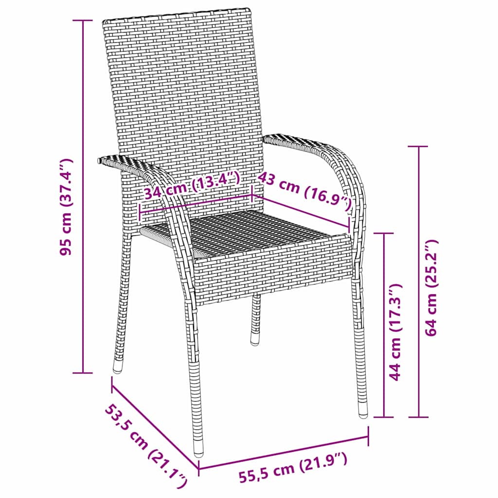 Set da Pranzo per Giardino 7 pcs Marrone Poly Rattan - homemem39