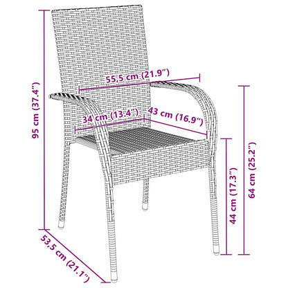 Set da Pranzo per Giardino 3 pcs Nero Poly Rattan - homemem39