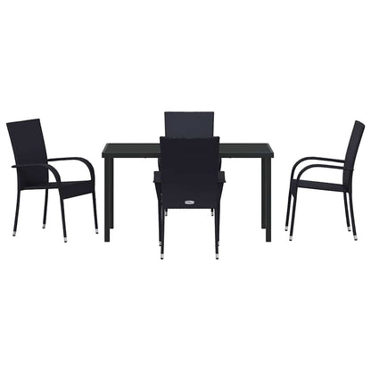 Set da Pranzo per Giardino 5 pcs Nero Poly Rattan - homemem39