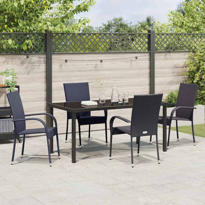 Set da Pranzo per Giardino 5 pcs Nero Poly Rattan - homemem39
