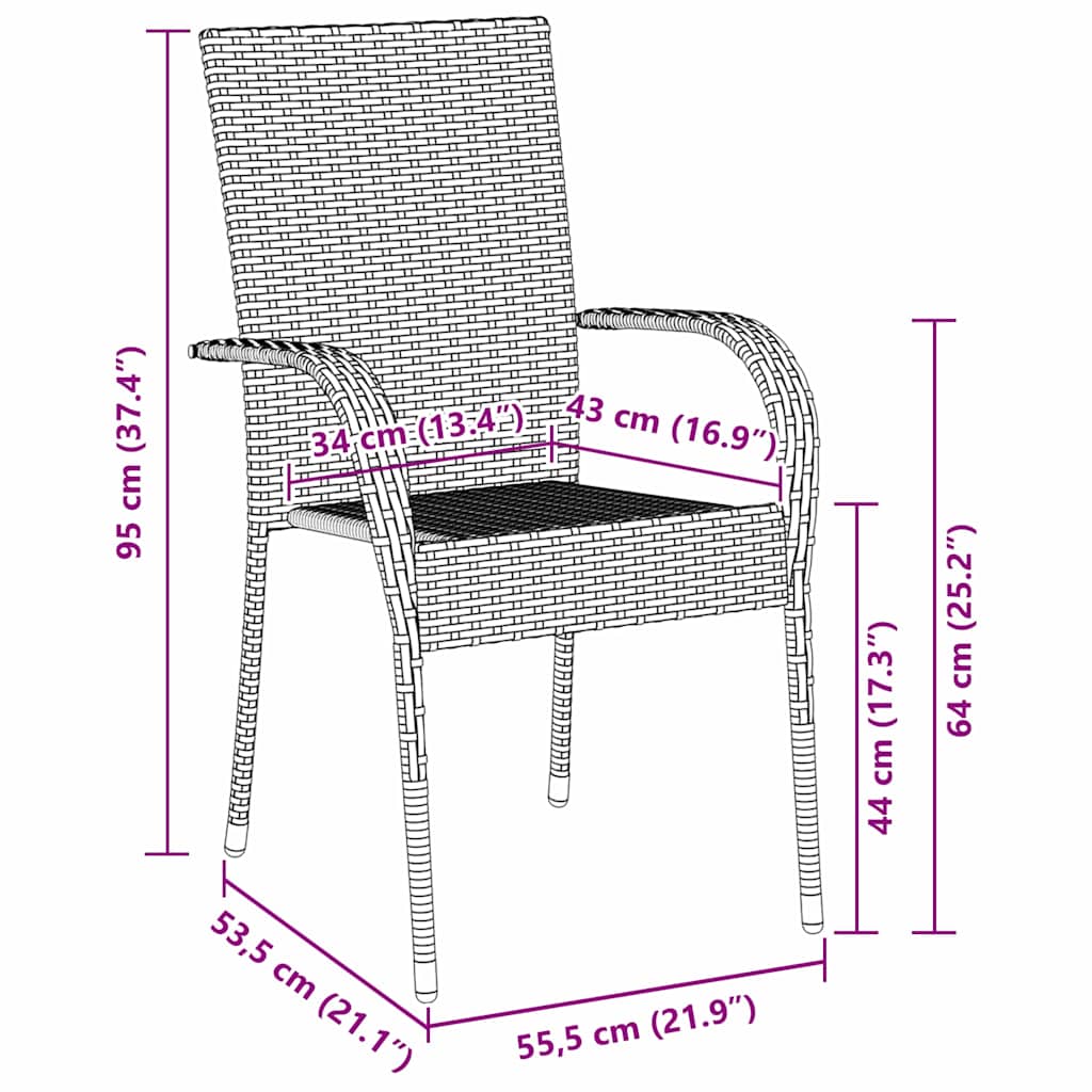 Set da Pranzo per Giardino 7 pcs Nero | homemem39