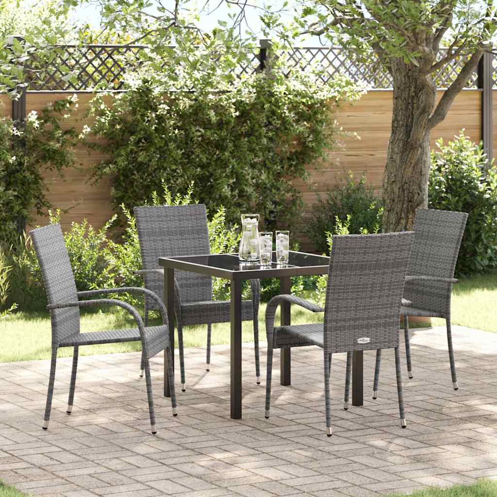 Set da Pranzo per Giardino 5 pcs Grigio Poly Rattan - homemem39
