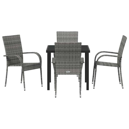 Set da Pranzo per Giardino 5 pcs Grigio Poly Rattan - homemem39