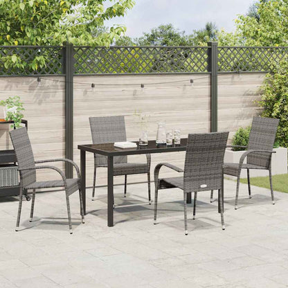 Set da Pranzo per Giardino 5 pcs Grigio Poly Rattan - homemem39