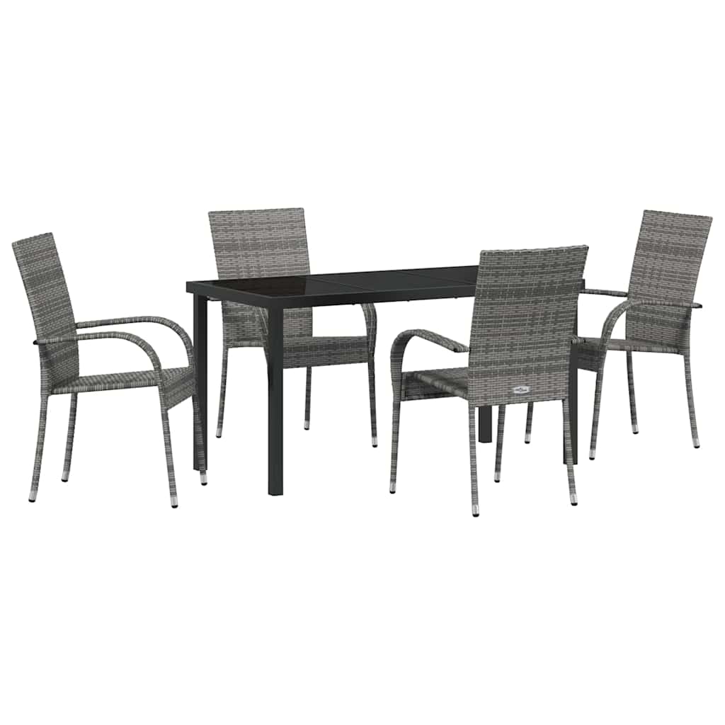 Set da Pranzo per Giardino 5 pcs Grigio Poly Rattan - homemem39