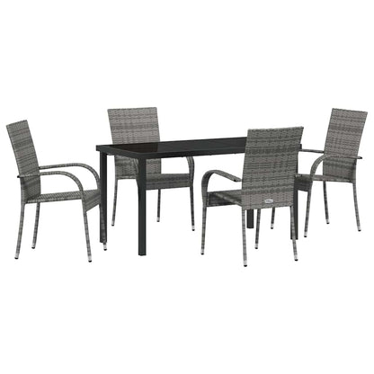 Set da Pranzo per Giardino 5 pcs Grigio Poly Rattan - homemem39