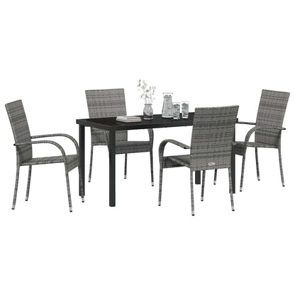 Set da Pranzo per Giardino 5 pcs Grigio Poly Rattan - homemem39