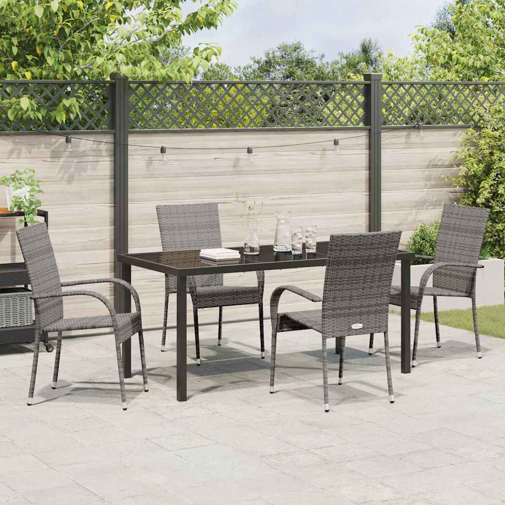 Set da Pranzo per Giardino 5 pcs Grigio Poly Rattan - homemem39