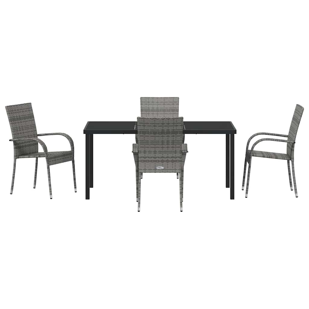 Set da Pranzo per Giardino 5 pcs Grigio Poly Rattan - homemem39