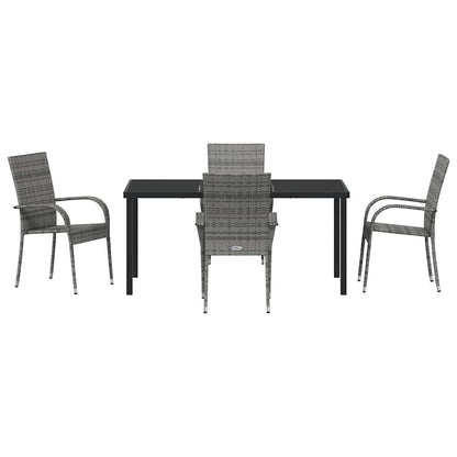 Set da Pranzo per Giardino 5 pcs Grigio Poly Rattan - homemem39