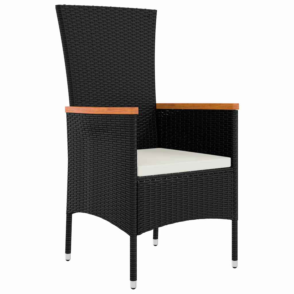 Set da Pranzo per Giardino con cuscino 3 pcs Nero Poly Rattan - homemem39