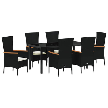 Set da Pranzo per Giardino con cuscino 7 pcs Nero Poly Rattan - homemem39