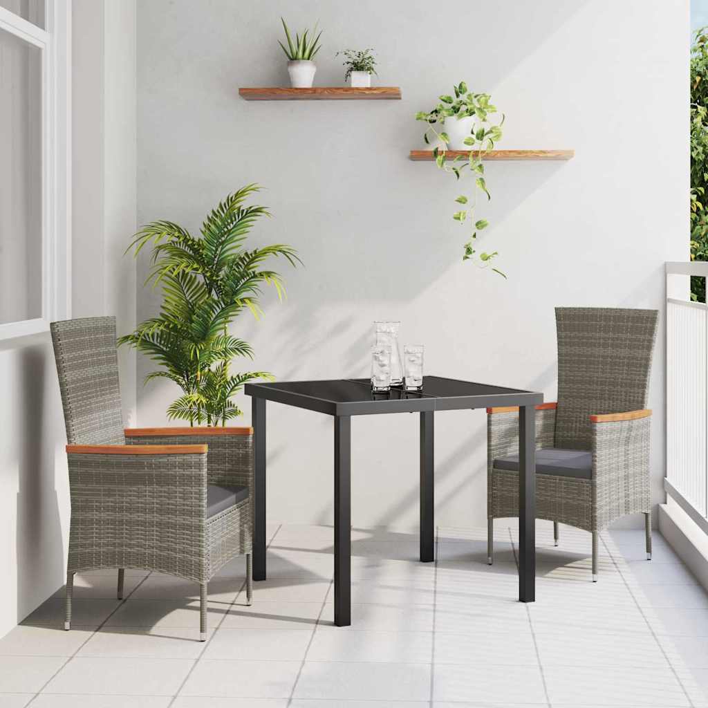 Set da Pranzo per Giardino con cuscino 3 pcs Grigio Poly Rattan - homemem39