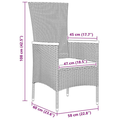 Set da Pranzo per Giardino con cuscino 3 pcs Grigio Poly Rattan - homemem39