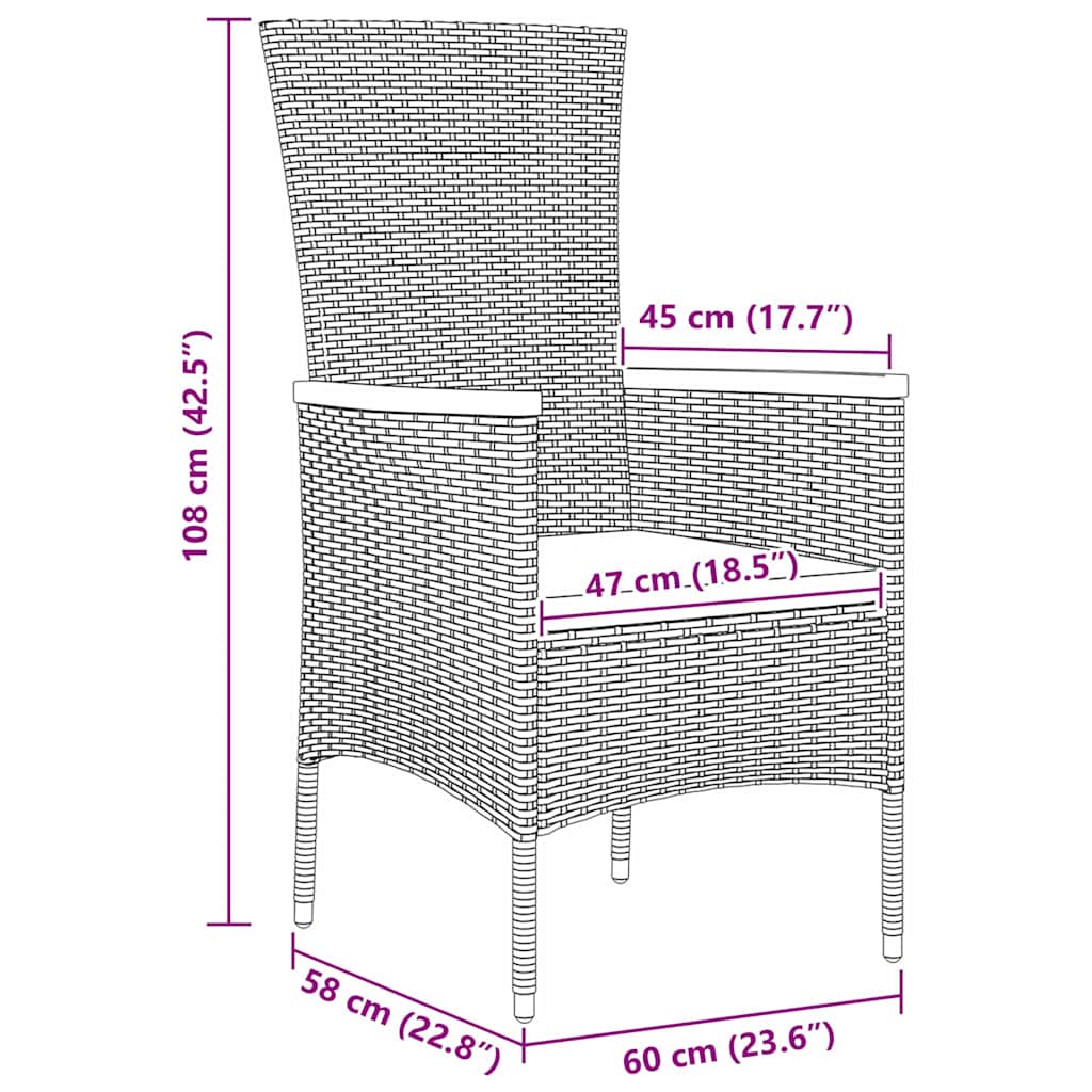 Set da Pranzo per Giardino con cuscino 5 pcs Grigio Poly Rattan - homemem39