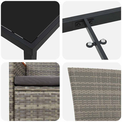 Set da Pranzo per Giardino con cuscino 5 pcs Grigio