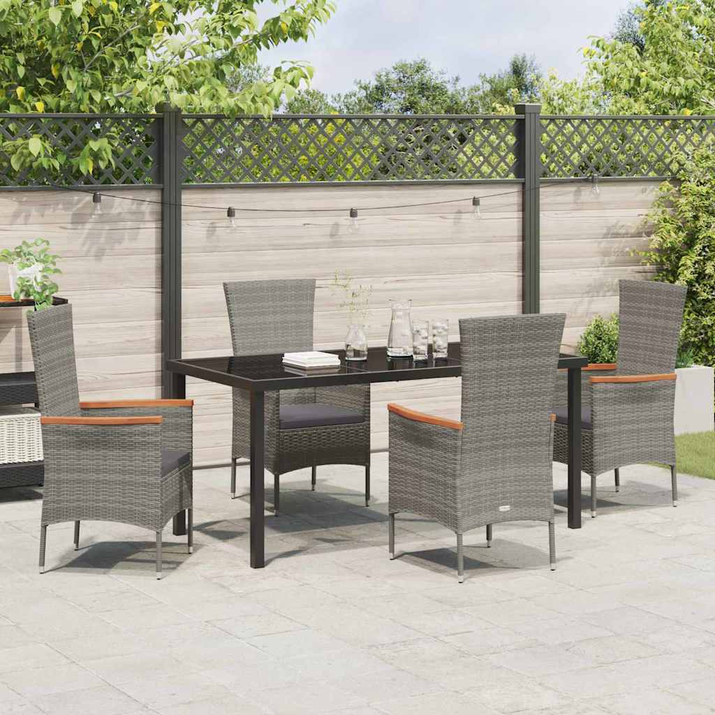 Set da Pranzo per Giardino con cuscino 5 pcs Grigio