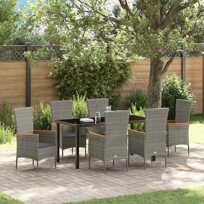 Set da Pranzo per Giardino con cuscino 7 pcs Grigio Poly Rattan - homemem39