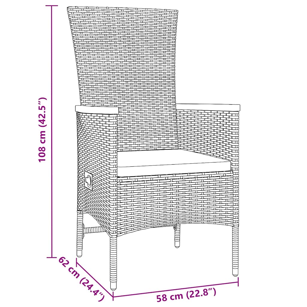 Set da Pranzo per Giardino con cuscino 3 pcs Grigio | homemem39