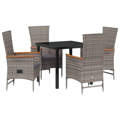 Set da Pranzo per Giardino con cuscino 5 pcs Grigio Poly Rattan - homemem39