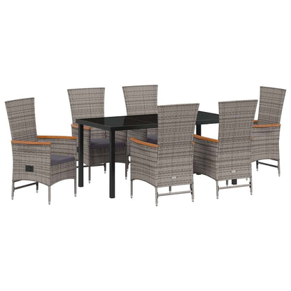 Set da Pranzo per Giardino con cuscino 7 pcs Grigio Poly Rattan - homemem39