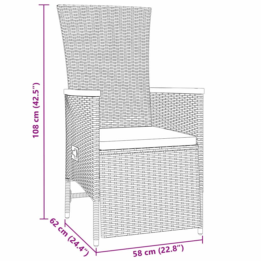 Set da Pranzo per Giardino con cuscino 3 pcs Grigio Poly Rattan - homemem39