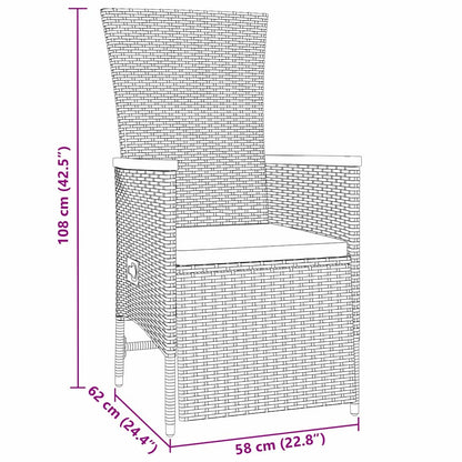 Set da Pranzo per Giardino con cuscino 3 pcs Grigio Poly Rattan - homemem39