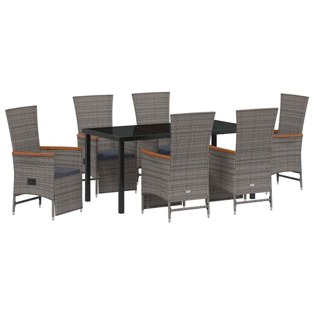 Set da Pranzo per Giardino con cuscino 7 pcs Grigio Poly Rattan - homemem39