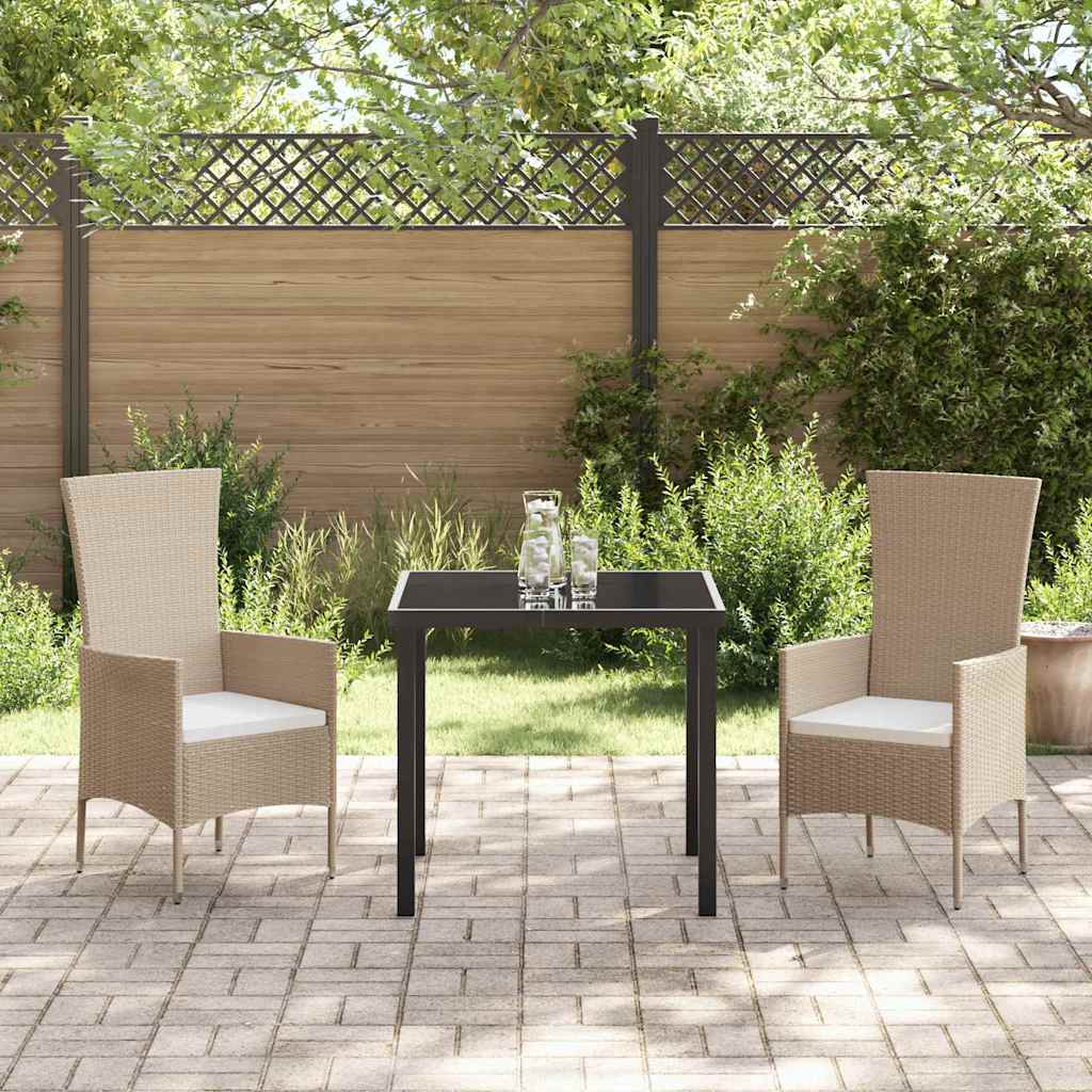Set da Pranzo per Giardino con cuscino 3 pcs Beige polyrattan | homemem39