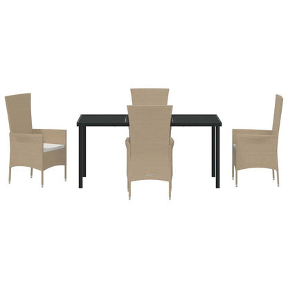 Set da Pranzo per Giardino con cuscino 5 pcs Beige polyrattan - homemem39