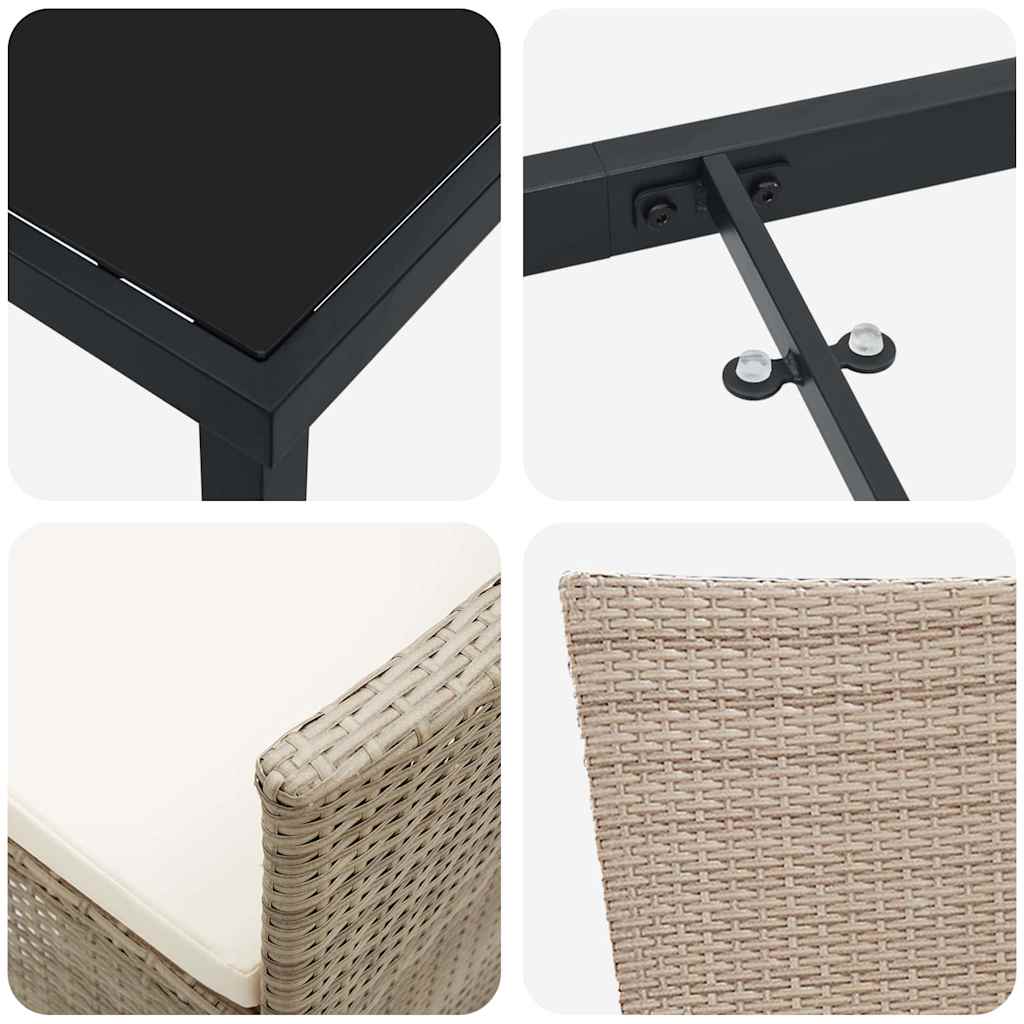 Set da Pranzo per Giardino con cuscino 3 pcs Beige polyrattan - homemem39