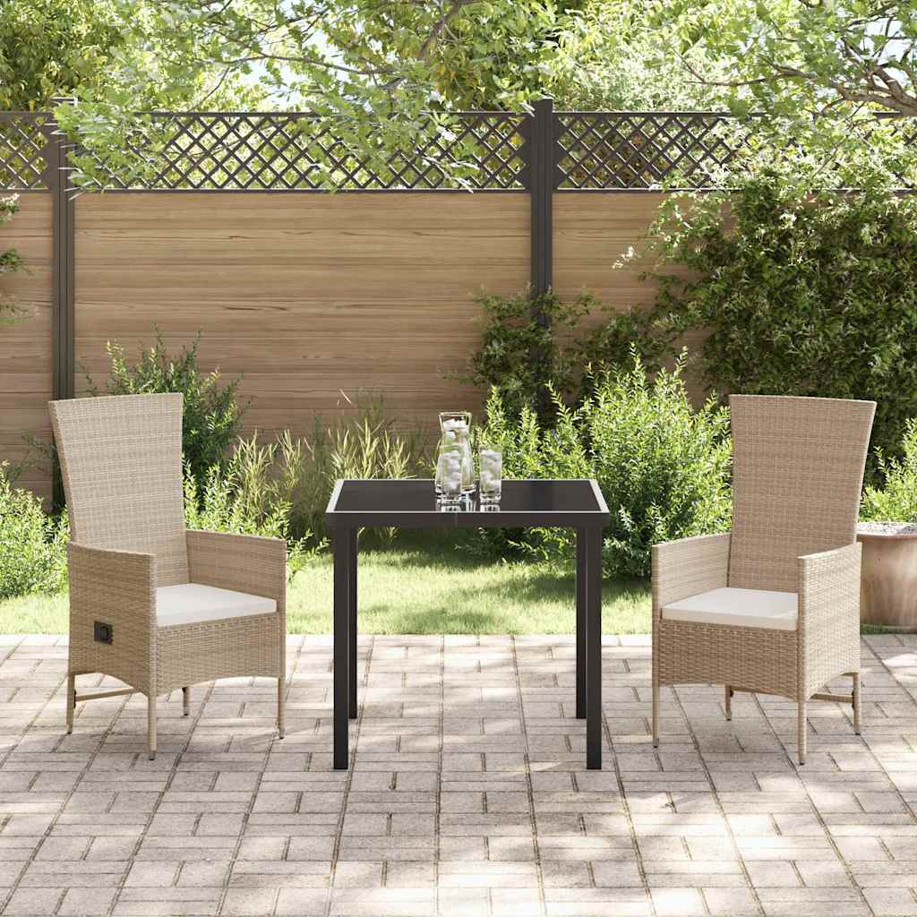 Set da Pranzo per Giardino con cuscino 3 pcs Beige polyrattan - homemem39