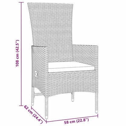 Set da Pranzo per Giardino con cuscino 3 pcs Beige polyrattan | homemem39
