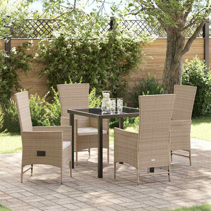 Set da Pranzo per Giardino con cuscino 5 pcs Beige polyrattan - homemem39