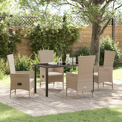 Set da Pranzo per Giardino con cuscino 5 pcs Beige polyrattan - homemem39