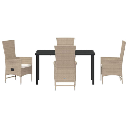 Set da Pranzo per Giardino con cuscino 5 pcs Beige polyrattan - homemem39