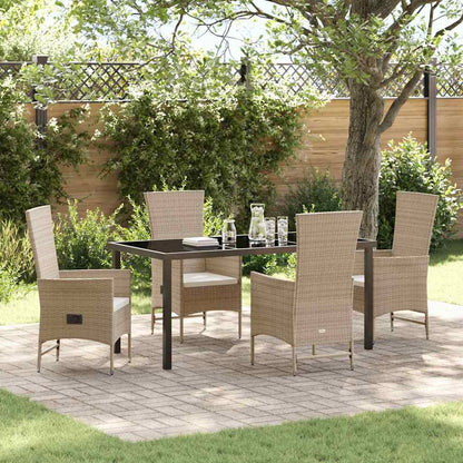 Set da Pranzo per Giardino con cuscino 5 pcs Beige polyrattan - homemem39