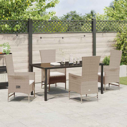 Set da Pranzo per Giardino con cuscino 5 pcs Beige polyrattan - homemem39