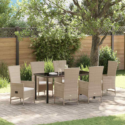 Set da Pranzo per Giardino con cuscino 7 pcs Beige polyrattan - homemem39