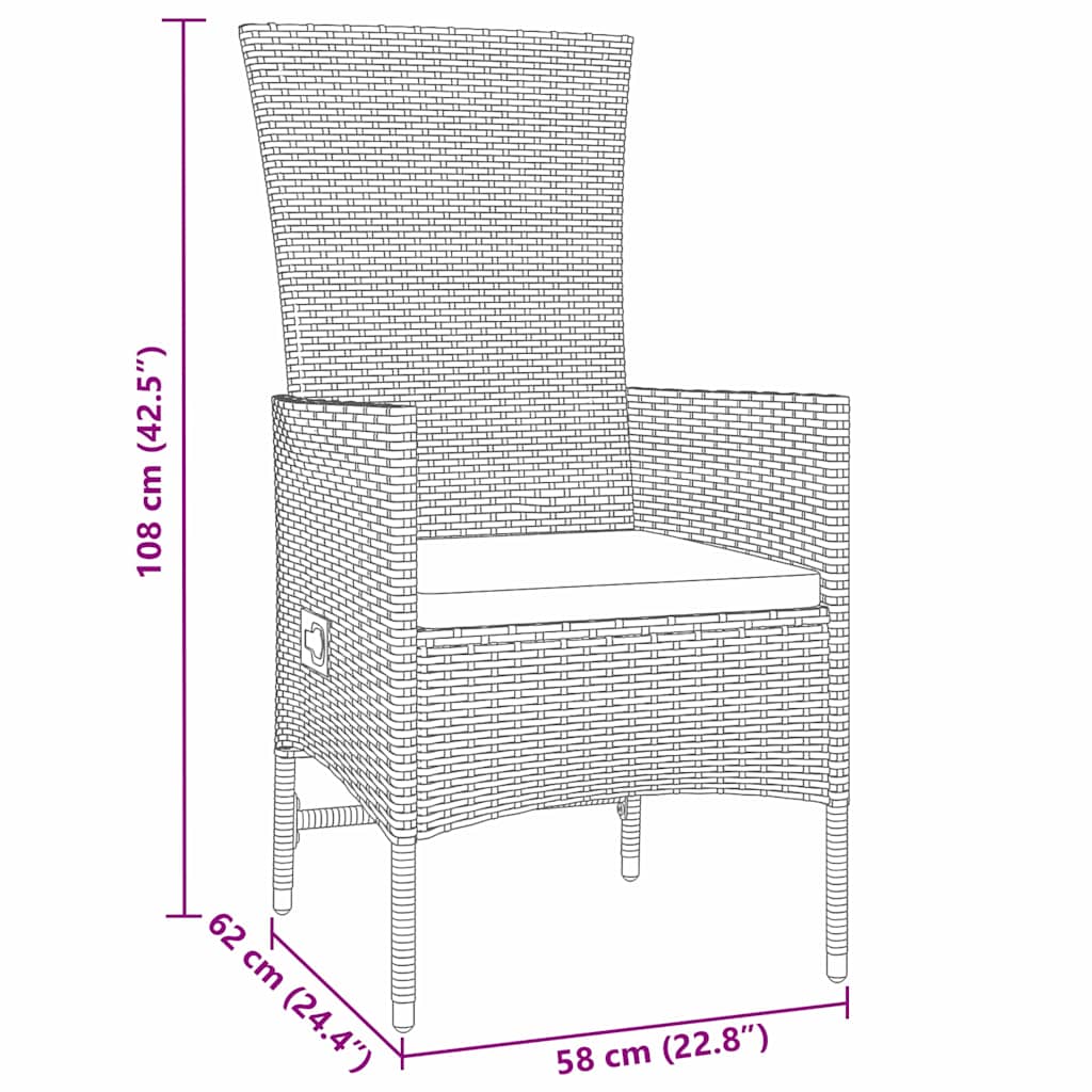 Set da Pranzo per Giardino con cuscino 3 pcs Beige polyrattan | homemem39