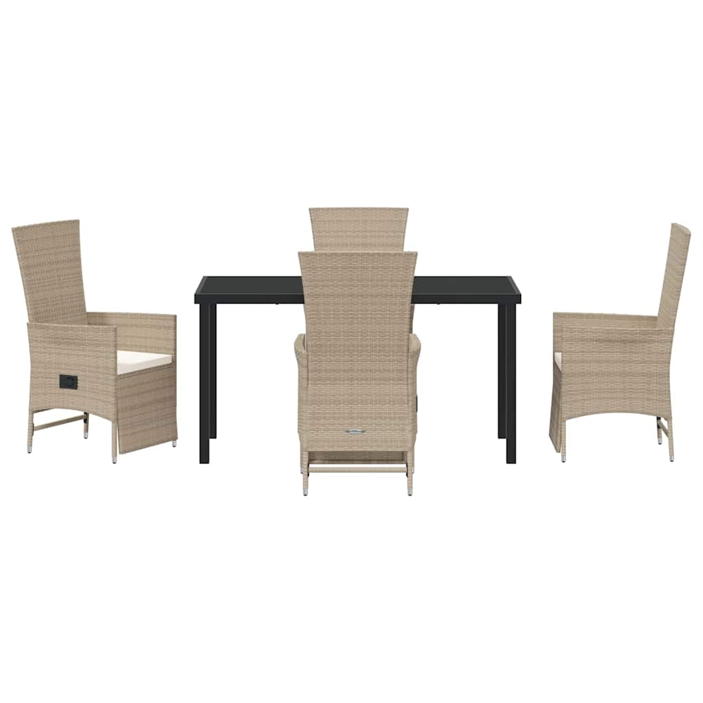 Set da Pranzo per Giardino con cuscino 5 pcs Beige polyrattan - homemem39