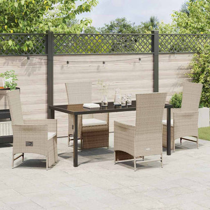 Set da Pranzo per Giardino con cuscino 5 pcs Beige polyrattan - homemem39