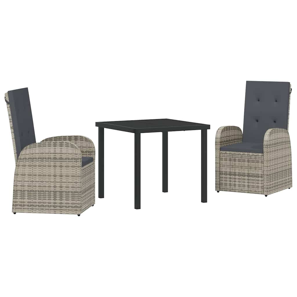 Set da Pranzo per Giardino con cuscino 3 pcs Grigio polyrattan - homemem39