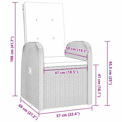 Set da Pranzo per Giardino con cuscino 3 pcs Grigio polyrattan - homemem39