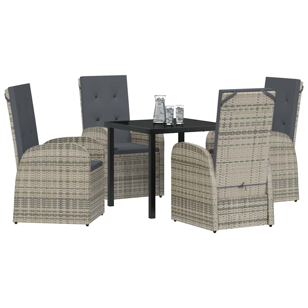 Set da Pranzo per Giardino con cuscino 5 pcs Grigio polyrattan - homemem39