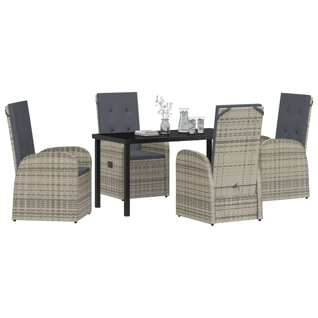Set da Pranzo per Giardino con cuscino 5 pcs Grigio polyrattan - homemem39
